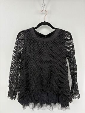 BNWT!!! Black Fishnet Long Sleeve Top with Layered Tulle Bottom